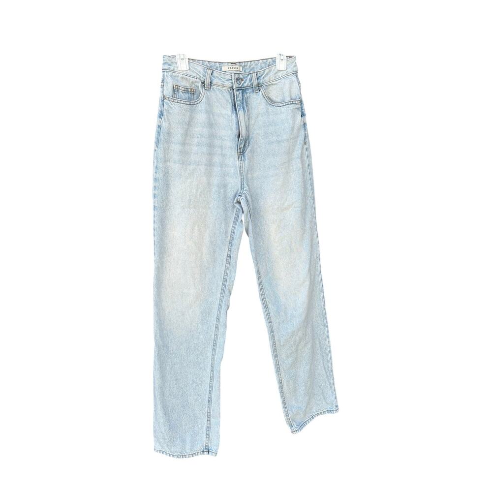 PacSun High Rise Straight Leg Jeans Women 28x31 Light Wash Denim Blue - Picture 3 of 10